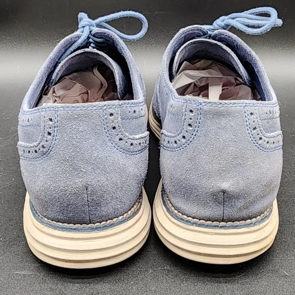 Cole Haan 11 W Blue Suede Wingtip Oxford Grand OS C24916 Business Casual Shoes